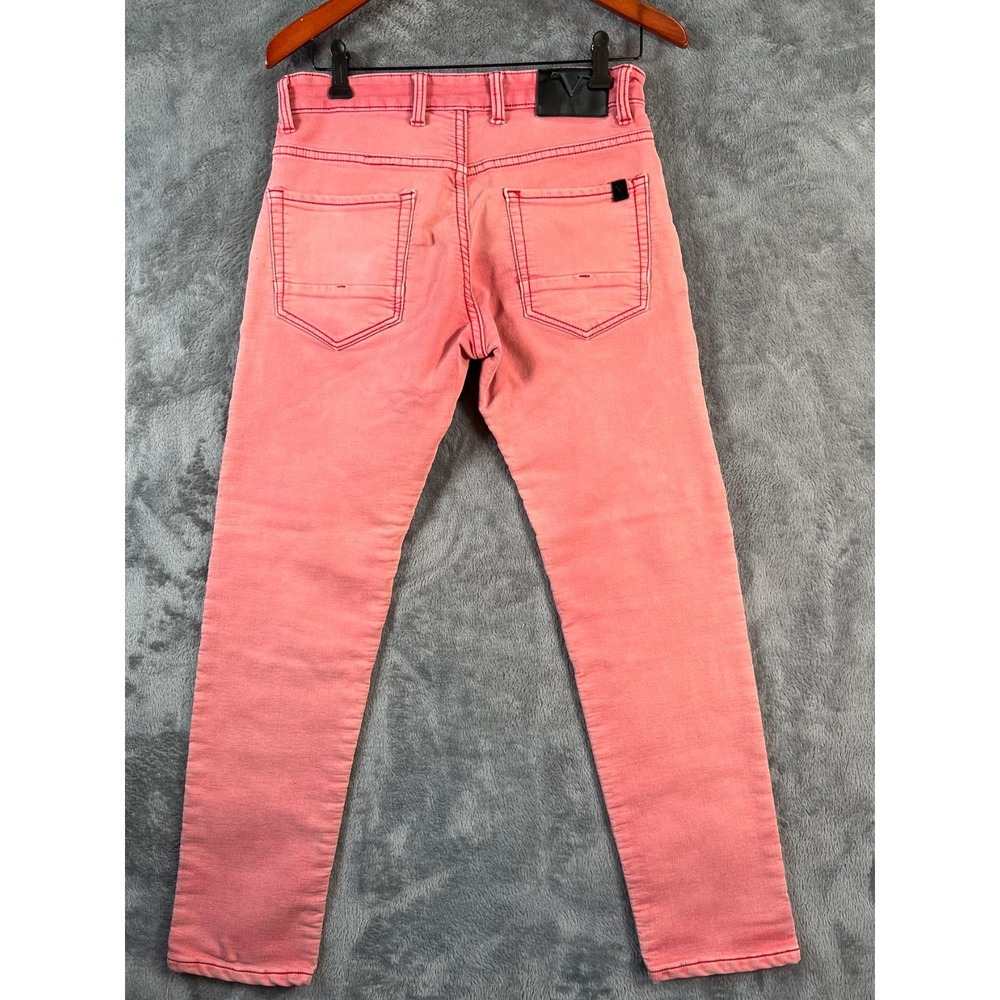 Versace V19-69 Biker Jeans Mens 30x27 Pink Stretch Faded Distressed - Picture 2 of 14